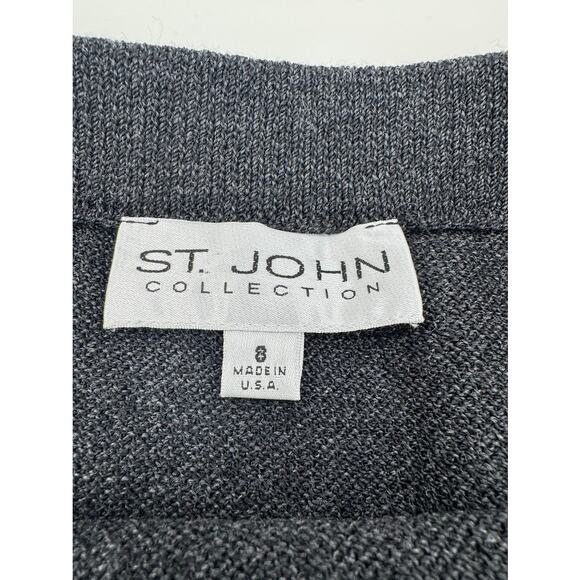 St. John Collection‎ Classic Santana Knit Skirt Pencil Gray Size 8 - Picture 3 of 5